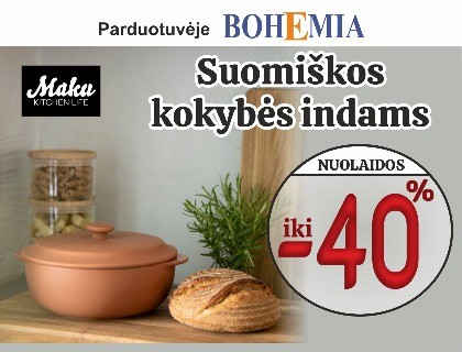 Suomiškiems MAKU virtuvės indams nuolaidos iki 40 %