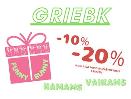 Gauk nuo -10% iki -20% nuolaidą pažymėtoms prekėms kasdien!